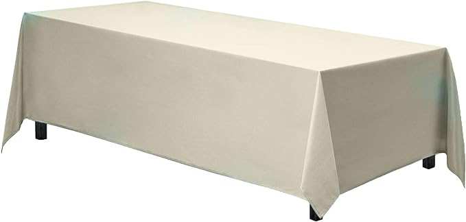 Gee Di Moda Rectangle Tablecloth - 70 x 120 Inch Ivory Table Cloth for 6 or 8 Foot Rectangle Table - Heavy Duty Washable Fabric - for Buffet Table, Holiday Party, Dinner, Wedding & Baby Shower