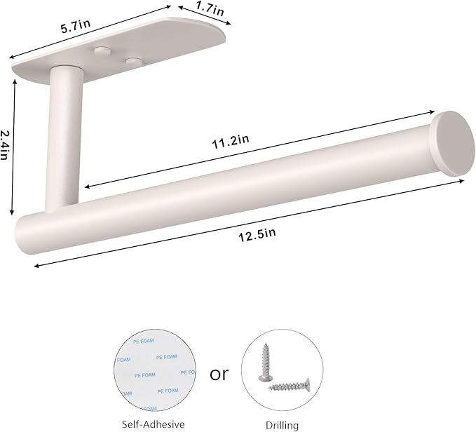 VAEHOLD Adhesive Paper Towel Holder Under Cabinet Wall Mount for Kitchen Paper Towel, Paper Towel Roll Holder Stick to Wall, Stainless Steel - Brown