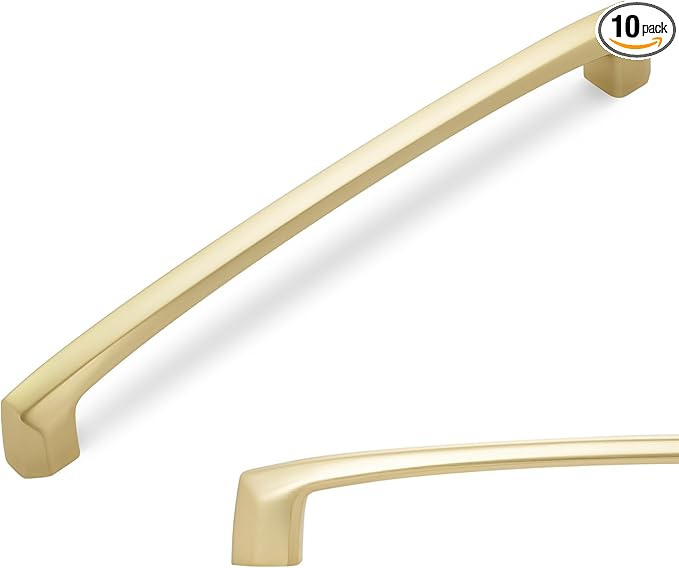 10 Pack 7 Inch Kitchen Cabinet Handles Brushed Brass Cabinet Pulls Zinc Alloy Drawer Pulls Solid Kitchen Hardware