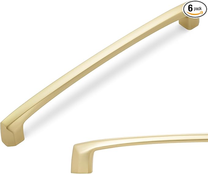 6 Pack 7 Inch Kitchen Cabinet Handles Brushed Brass Cabinet Pulls Zinc Alloy Drawer Pulls Solid Kitchen Hardware