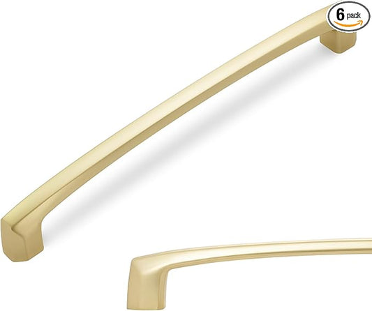 6 Pack 7 Inch Kitchen Cabinet Handles Brushed Brass Cabinet Pulls Zinc Alloy Drawer Pulls Solid Kitchen Hardware