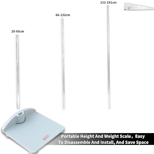 Height and Weight Scale,Digital Weight Scale Platform Combined with Portable Detachable Rangefinder, Maximum Weighing 220 pounds, Height Rod 75.2 inches/191cm Physician Scale for Children and Adults