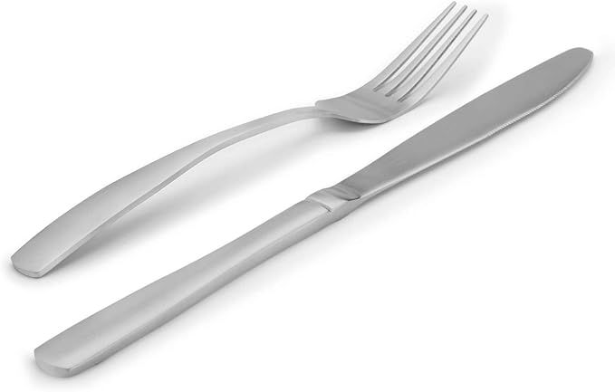 Matte Silverware Set, Bysta 20-Piece Stainless Steel Flatware Set, Kitchen Utensil Set Service for 4, Tableware Cutlery Set for Home and Restaurant, Satin Finish, Dishwasher Safe