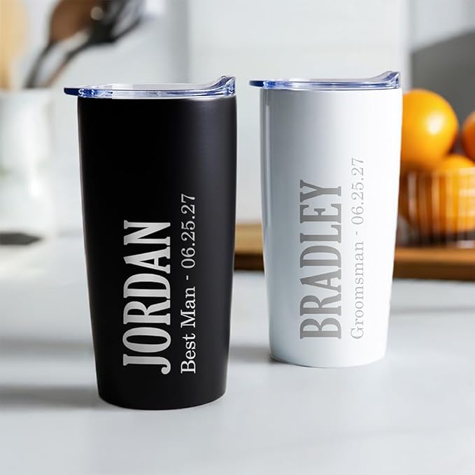 Lifetime Creations Engraved Personalized Groomsman Tumbler (Matte Black) 20 oz - Stainless Steel Coffee Travel Mug Gift