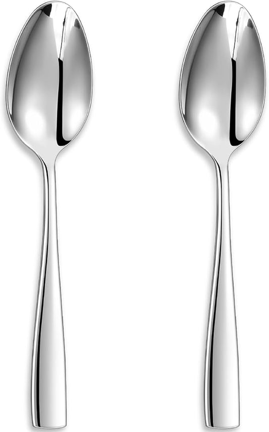 KEAWELL Premium Louis Table Utensils, 18/10 Stainless Steel, Squared Edge, Mirror Finish, Dishwasher Safe (Serving Spoons, Set of 2)