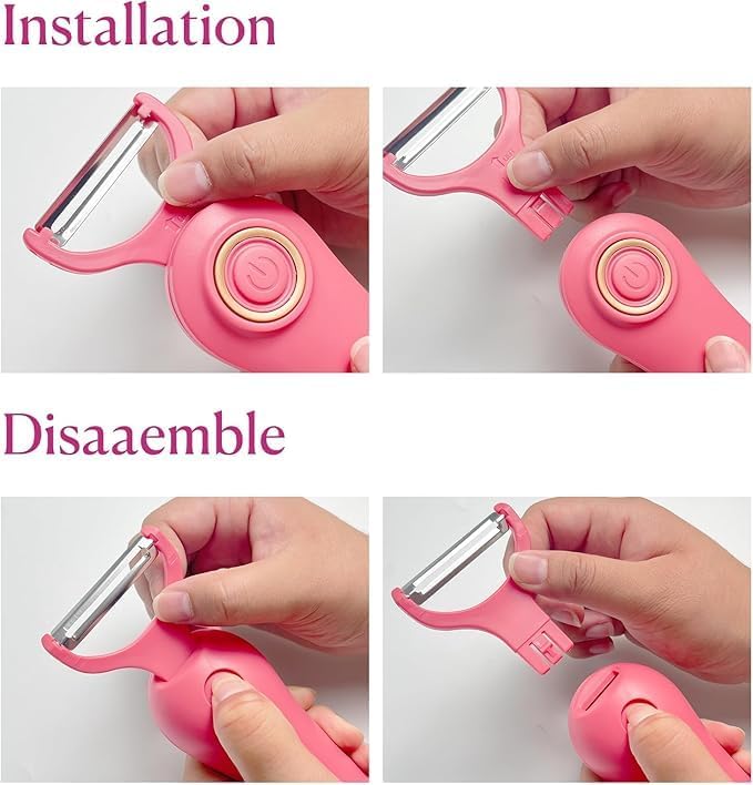 3-in-1 Electric Peeler | Auto Blade for Fruits/Vegetables | 3 Interchangeable Blades | Type-C Charging,Battery Capacity 1500 mAh | Kitchen, Travel, Camping