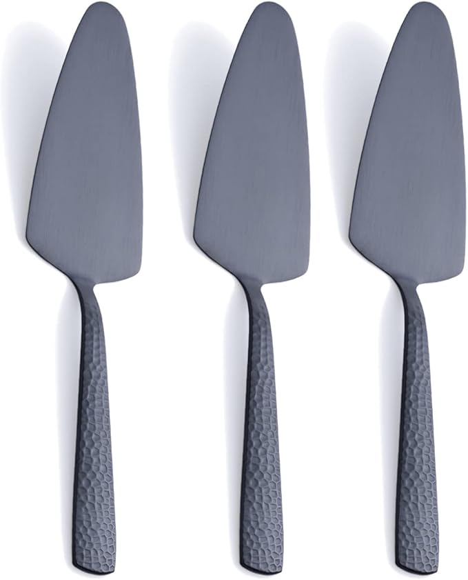 Matte Black Cake Pie Server, 9.4-inch Stainless Steel Heavy Duty Pizza Spatula, Satin Finish, Set of 3