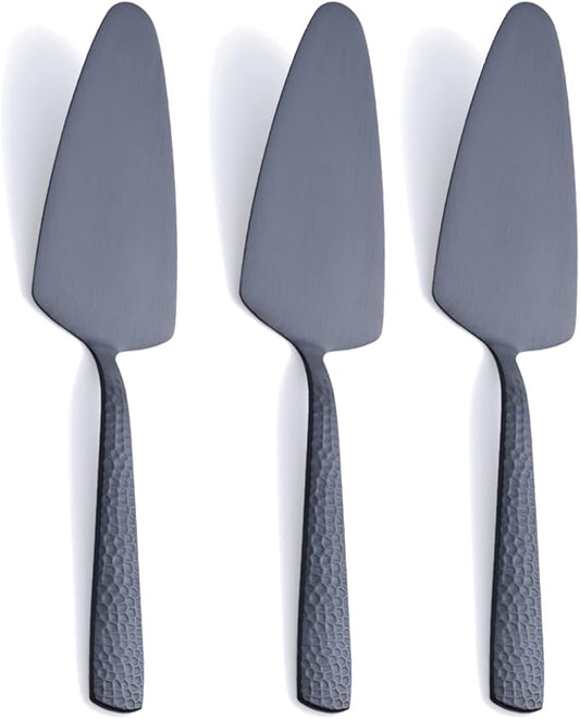 Matte Black Cake Pie Server, 9.4-inch Stainless Steel Heavy Duty Pizza Spatula, Satin Finish, Set of 3