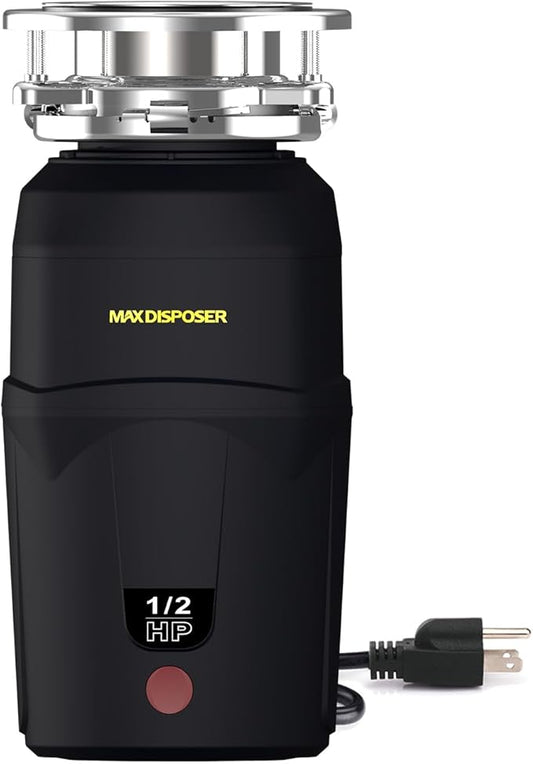 Garbage Disposal 1/2 HP for Kitchen sink Quiet with Power Cord, Easy install, Food Waste Disposer Stainless Steel Grind 0.5 Horsepower (A400)