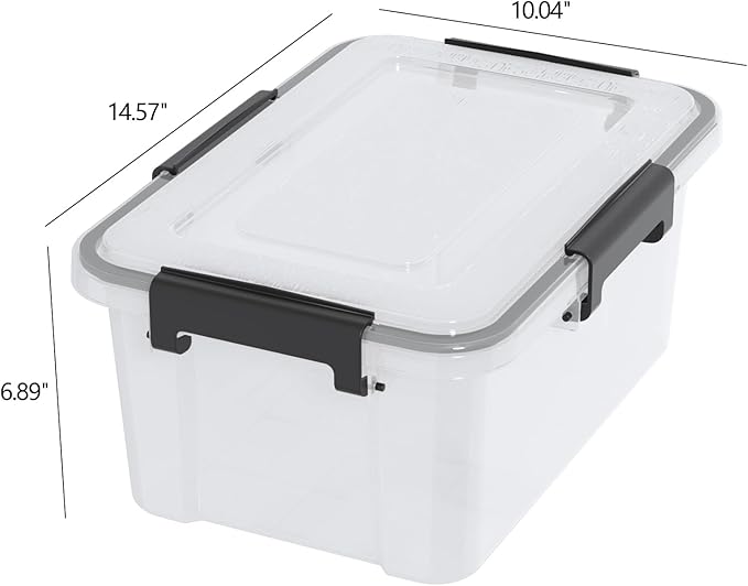 6 Pack 10 L Stackable Storage Bin with Latching Lid and Tight Seal, Airtight Storage Container Boxes for Dry Food, Keep Fresh
