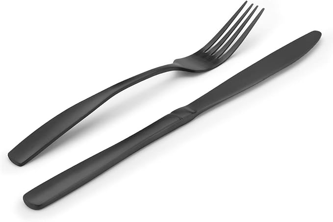 Matte Black Silverware Set, Bysta 20-Piece Stainless Steel Flatware Set, Kitchen Utensil Set Service for 4, Tableware Cutlery Set for Home and Restaurant, Satin Finish, Dishwasher Safe