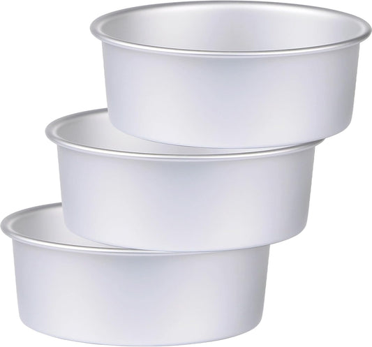 HomeMall 9 x 3 inch Round Cake Pan Set of 3, Aluminum Baking Pans for Layer Cakes, Heavy Duty Non-Stick, Evenly Baking Molds for Home Kitchen, Birthday Wedding Anniversary