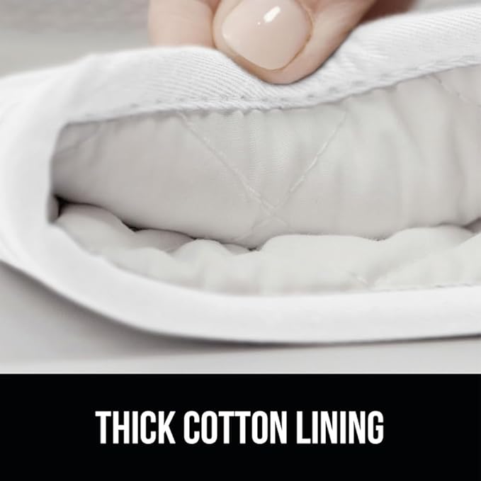 GORILLA GRIP BPA-Free Soft Silicone Oven Mitts and Pot Holders Sets of 4, Heat Resistant Waterproof Cooking Gloves, Thick Cotton Lining, Flexible Gripping for Baking Grilling, Kitchen Trivets, White