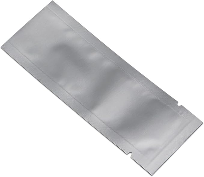PABCK 100 Pcs 1.57x4.33 inch (Inside Size 1.18x3.94 inch) Coffee Food Storage Heat Sealable 3.34mil Mylar Pure Foil Bag Vacuum Pouch for Sampling Packaging Aluminum Foil Package