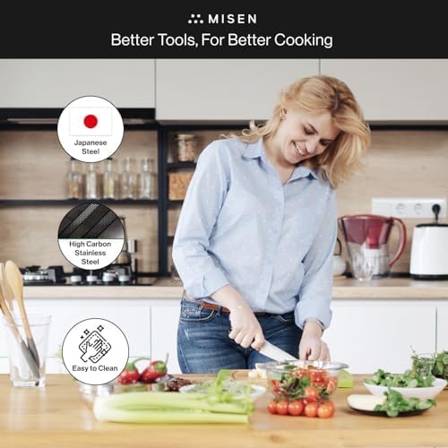 Misen 5.5" Utility Knife – High Carbon Japanese AUS-10 Stainless Steel – Hybrid German & Japanese Blade – Precision Kitchen Knife for Professionals & Home Cooks – Ultimate Cutting Performance - Green