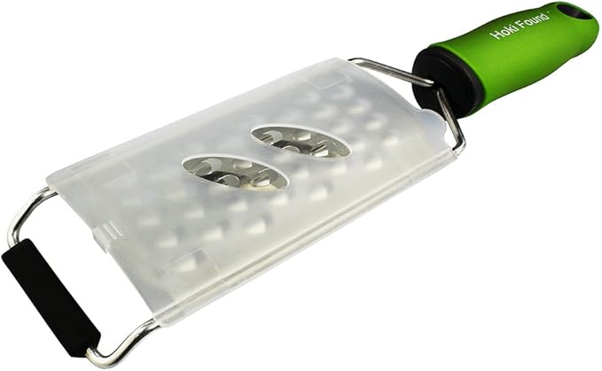Hoki Found Cheese Grater Shredder Stainless Steel - Kitchen Vegetable & Fruit Grater, Zester, Coarse, Fine & Medium Grating, Green