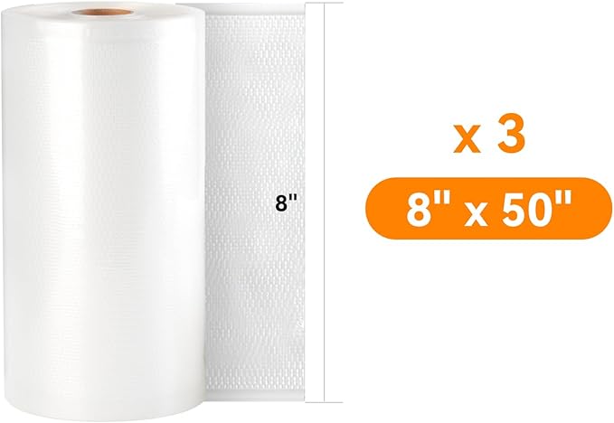 [2024 New] 8" x 50' 3 Rolls, Vacuum Sealer Rolls Bags for Food, Great for Food Storage, Sous Vide and Meal Prep, Wevac Lite