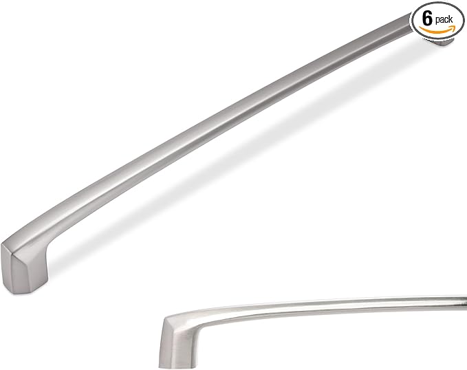 6 Pack Brushed Satin Nickel Kitchen Cabinet Handles 15 Inch(381mm) Cabinet Pulls Silvery Drawer Pulls Zinc Alloy Kitchen Hardware