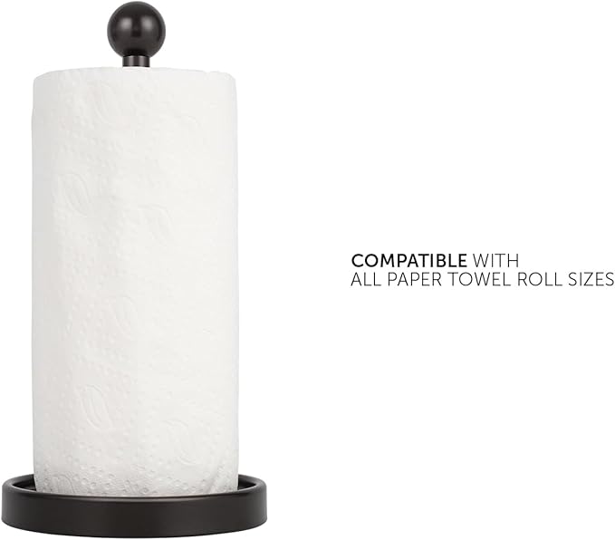 Ivilon Countertop Paper Towel Holder - Modern Sleek Ball Minimalist Design - Color Oil Rubbed Bronze
