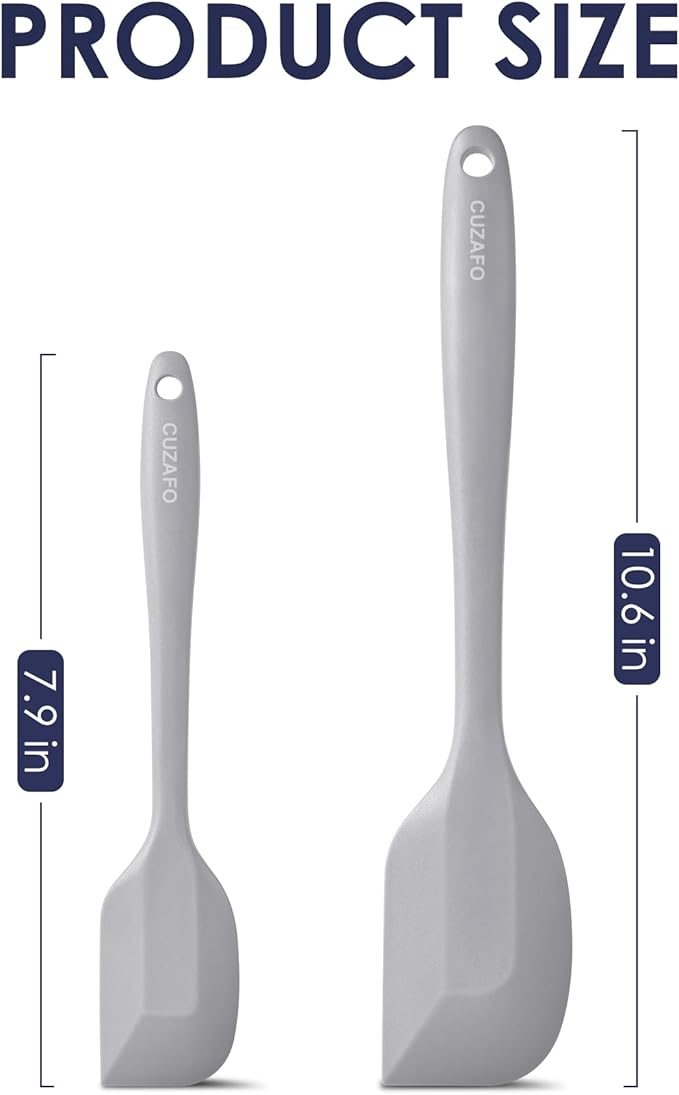 Heat Resistant 600℉ Silicone Spatula, Turner Mixing Spatulas set BPA Free Dishwasher Safe for Nonstick Cookware, Grey