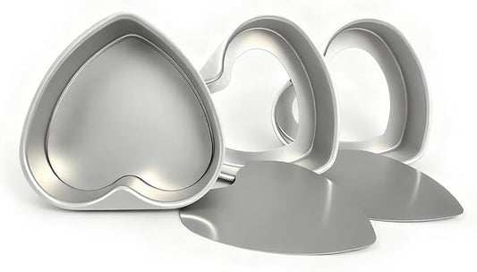 3-Pack 8-Inch Heart Shaped Cake Pans, Durable Anodized Aluminum Pans with Removable Bottom, Ideal for Baking, DIY Projects, Birthdays & Weddings, Heart Pans Chiffon Cake Mold for Oven Baking