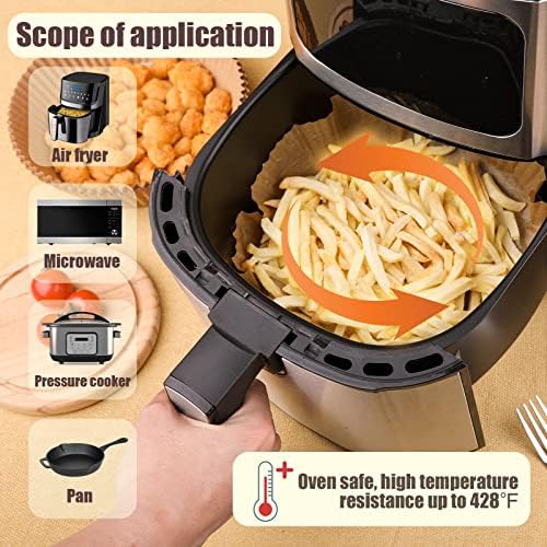 Disposable Paper Liner Round 250 Pcs for 4 to 8 Qt Air Fryer Baskets, Non-stick Oil-proof Parchment Liner Cooking Paper