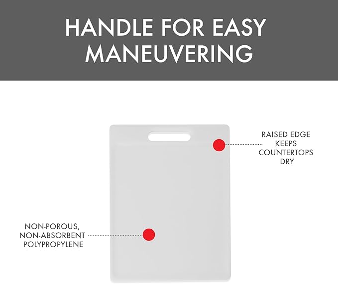 Dexas NSF Certified Polysafe Cutting Board with Handle, 8.5 x 11 Inches, Reversible Kitchen Cutting Board, White