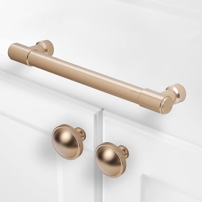 10 Pack Champagne Bronze Pulls 6-1/4 Inch(160mm) Hole Centers Kitchen Cabinet Handles Zinc Alloy Champagne Drawer Pulls