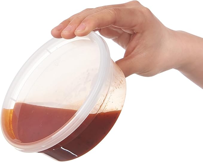 8 oz. Plastic Deli Containers With Lids, 48 Sets - Leakproof, Stackable, BPA Free, Microwavable, Freezer Safe (Formerly FULING)