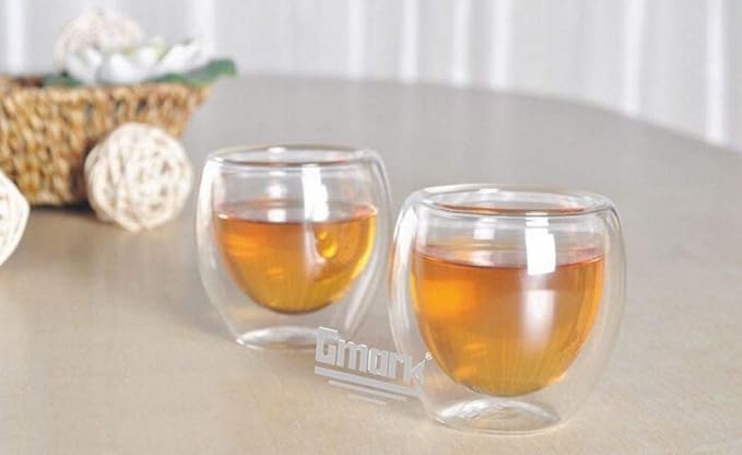 Gmark Espresso Cups Shot Glass 2.7- Ounce Coffee Set of 4 - Lightweight Double Wall Thermo Insulated GM2028