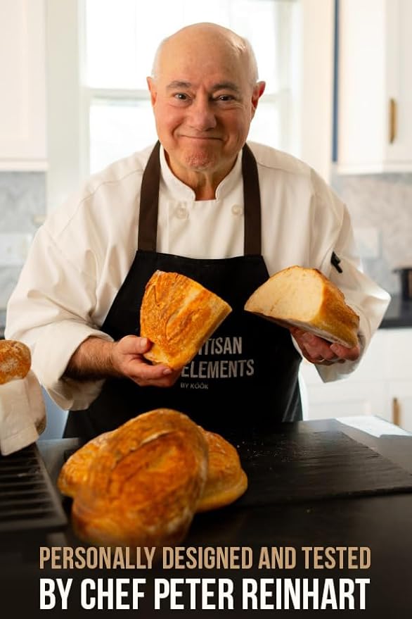 KooK Dutch Oven, for Bread Baking, Sourdough Loaf Pan, with Lid, Dual Handles, Enameled Cast Iron, includes Lid Lever, Dishwasher Safe, 3.4 Qt, Ivory