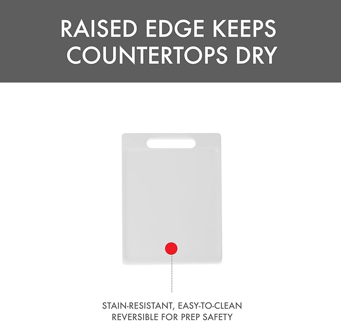 Dexas NSF Certified Polysafe Cutting Board with Handle, 6.25 x 8.5 Inches, Reversible Kitchen Cutting Board, White