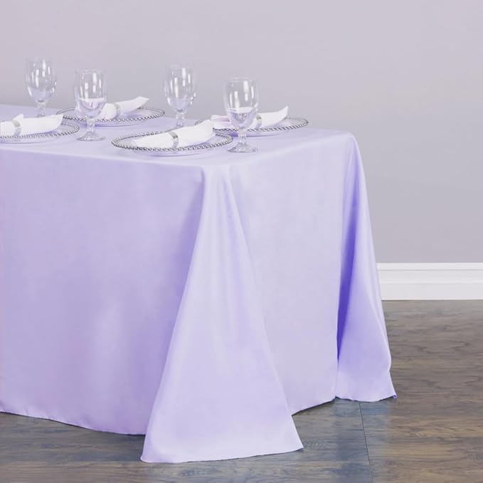 LTC LINENS Tablecloth 90 x 156-Inch Rectangular Polyester Tablecloth with Rounded Corners, Lavender, (90156-010186)