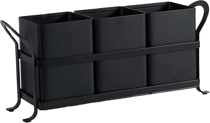 Flatware, Cutlery,Kitchen Utensil & Silverware Caddy Organizer Bin Holder for Forks, Spoons, Knives - Perfect for Kitchen Countertop- Black