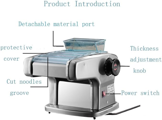 Electric Pasta Press Maker, Stainless Steel Noodle Making Machine, Adjustable Thickness, Automatic Noodle Maker Dough Pressing Machine for Home Commercial 110V 135W
