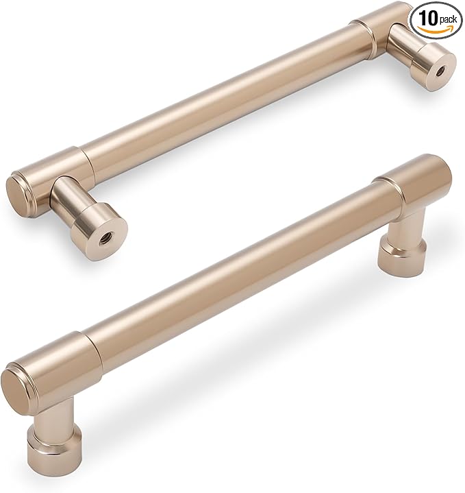 10 Pack Champagne Bronze Pulls 6-1/4 Inch(160mm) Hole Centers Kitchen Cabinet Handles Zinc Alloy Champagne Drawer Pulls
