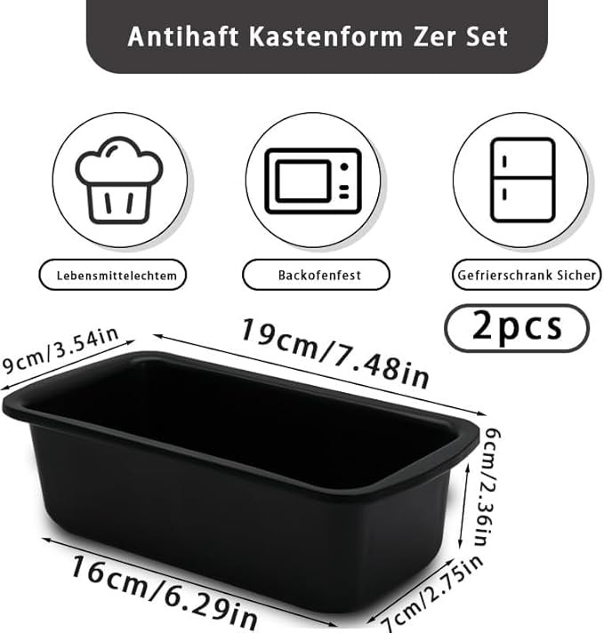 2PCS Small Loaf Pan for Baking Bread, 1lb Bread Loaf Tin, 7.5 x 3.5 x 2.4 inch Banana Bread Pans, Non-Stick Meatloaf Pan, Rectangular Bread & Loaf Tins for Ovens Air Fryer