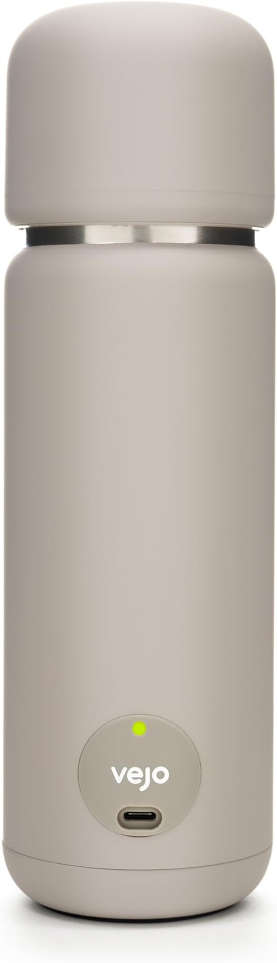 Vejo Portable Travel Blender for Protein Shakes & Powders | 12oz Rechargeable Personal Mixer Bottle | Stainless Steel Interior | Fits Car Cup Holders | Dishwasher Safe | Gym, School, Outdoors | Grey