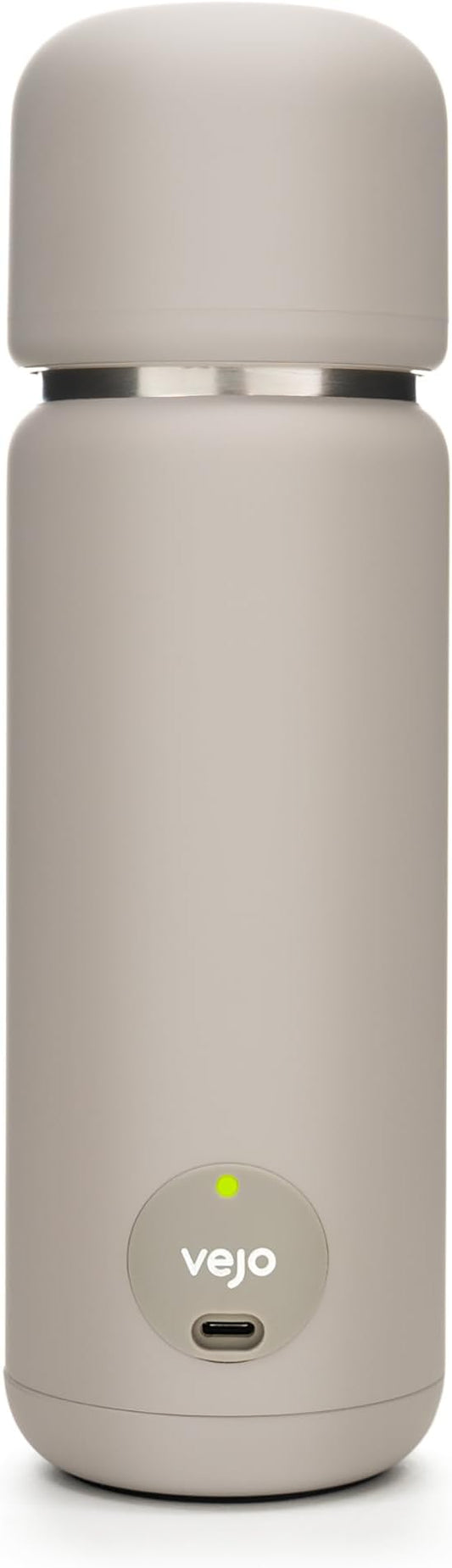 Vejo Portable Travel Blender for Protein Shakes & Powders | 12oz Rechargeable Personal Mixer Bottle | Stainless Steel Interior | Fits Car Cup Holders | Dishwasher Safe | Gym, School, Outdoors | Grey