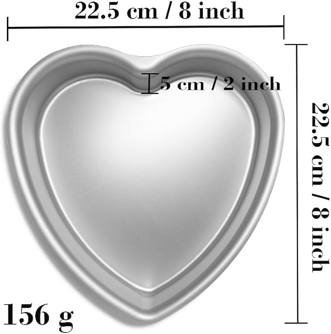 8×2 inch heart cake pans set of 3， Aluminum Cake Pan, For Birthday and Other Occasions