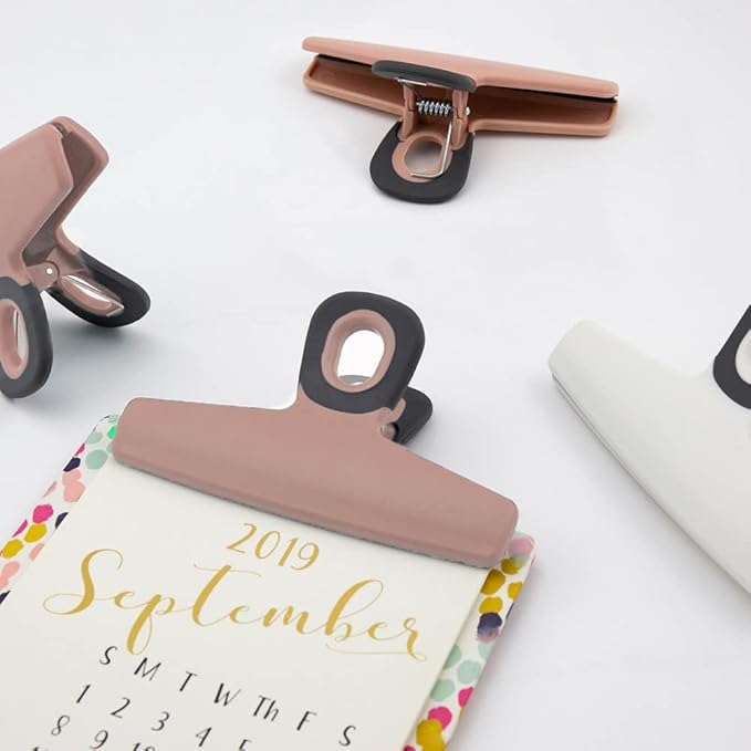 COOK WITH COLOR Food Clips - Wide Heavy Duty Chip Clips, Large Bag Clips for Food Storage with Air Tight Seal Grip, Pack of 4, Pink