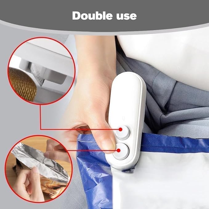 2 in 1 USB Rechargeable Chip Bag Sealer Heat Tool,2026 Uograde Mini Bag Sealer with Cutter and Magnet,Portable Heat Vacuum Sealers Food Sealer Bag Sealing Machine for Plastic Bags Snack Bag (White)