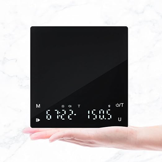 Mini Coffee Scale with Timer, 2kg Capacity, 0.1g Precision, Timemore Scale Rechargeable, Digital Espresso Scale with Tare Function, Black