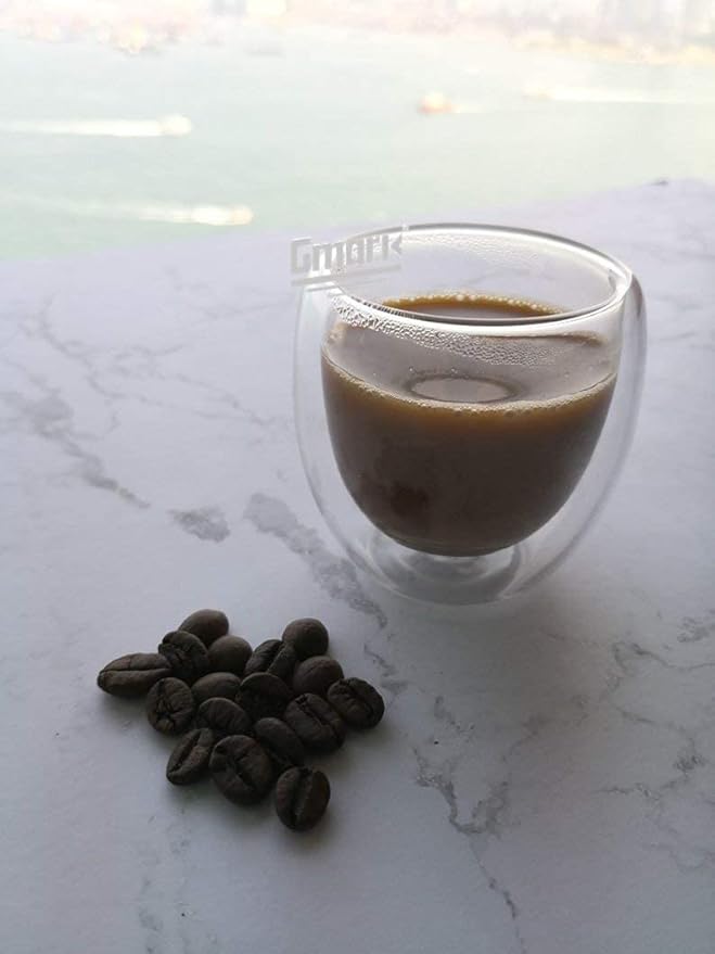 Gmark Espresso Cups Shot Glass 2.7- Ounce Coffee Set of 4 - Lightweight Double Wall Thermo Insulated GM2028