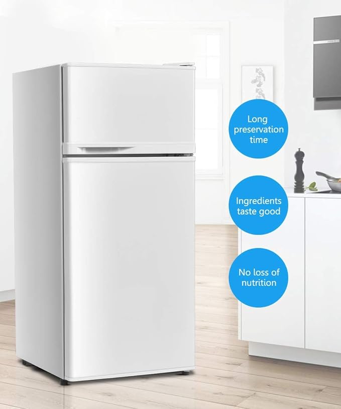 Safeplus 3.4 cu ft. Compact Refrigerator, Mini Fridge with Freezer and Shelves for Dorm Bedroom