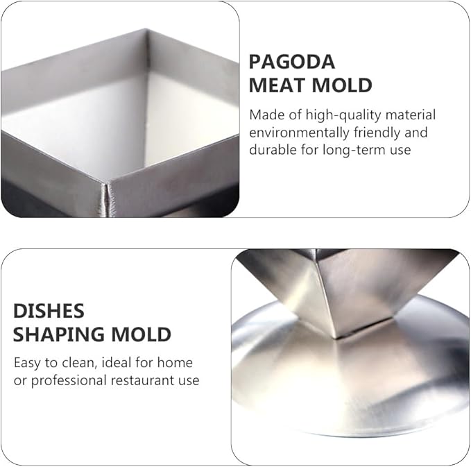 DOITOOL Stainless Steel Pyramid Mold, Pyramid Cake Mold Rice Shaper Food Metal Serving Plate for Home Restaurant Kitchen, Size S