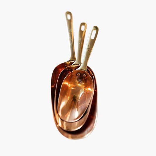 Copper Measuring Scoops | Stainless Steel with Copper Plating | Set of Kitchen Measuring Cups for Coffee, Tea, Flour, Sugar, Spices | Rust-Resistant, Decorative Farmhouse Kitchen Tools