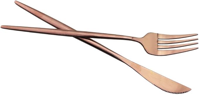 JASHII 24 Pieces 304 Stainless Steel Rose Cutlery Set Home Kitchen Silverware Set, Mirror Polished, Knife/Fork/Spoon, Modern Elegant Silverware Set for Party, Christmas