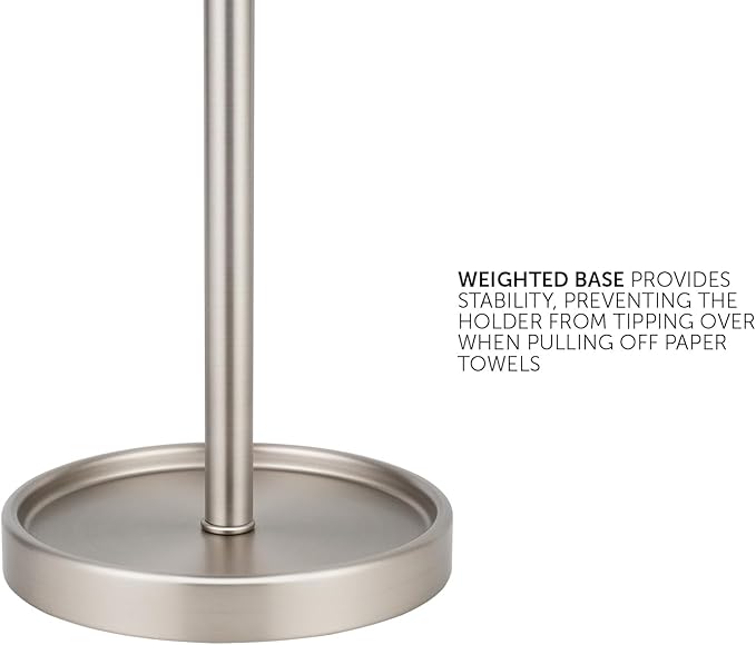 Ivilon Countertop Paper Towel Holder - Modern Bell End Minimalist Design - Color Brushed Nickel