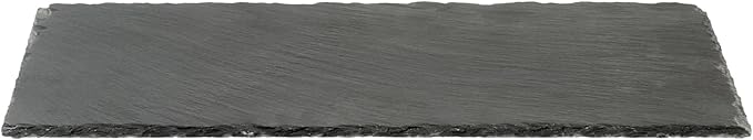 Restaurantware Slate Serving Trays 4 Pack of 15.7" x 7.8" Foam Feet Charcuterie Stone Plates Rustic Edges Freezable Black Serving Display Cheese Boards for Kitchen, Gourmet, Dining, Parties